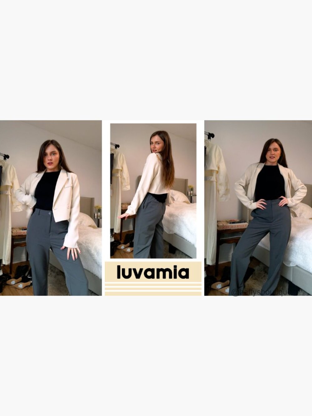 Cropped Blazer Business Casual Open Front Long Sleeve Suit Jacket Work Office - Picture 7 of 7